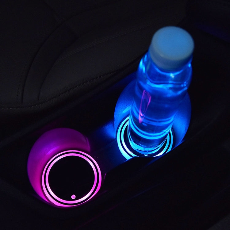 2 PCS Car LED Luminous Water Coaster Car Atmosphere Light USB Charging Non-Slip Coaster, Car Luminous Water Coaster