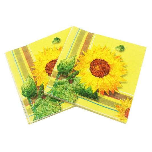 Servilletas de papel decorativas para fiestas con estampado colorido, girasol amarillo