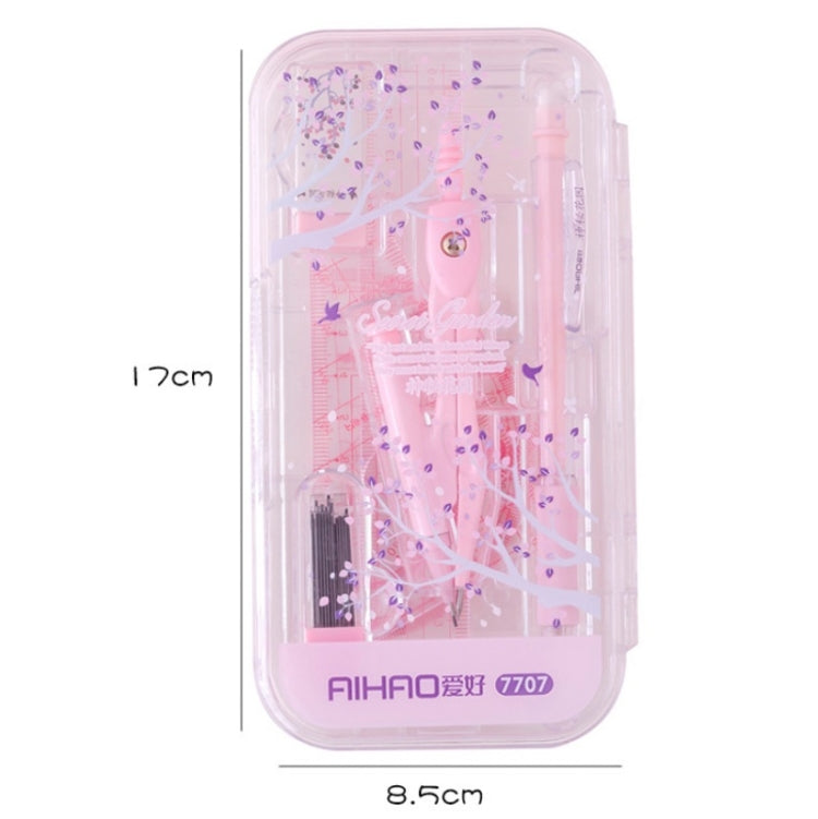 AIHAO Compass/Mechanical Pencil/Eraser/Pen Core/Ruler/Protractor Stationery Set Random Colour Delivery, 7707