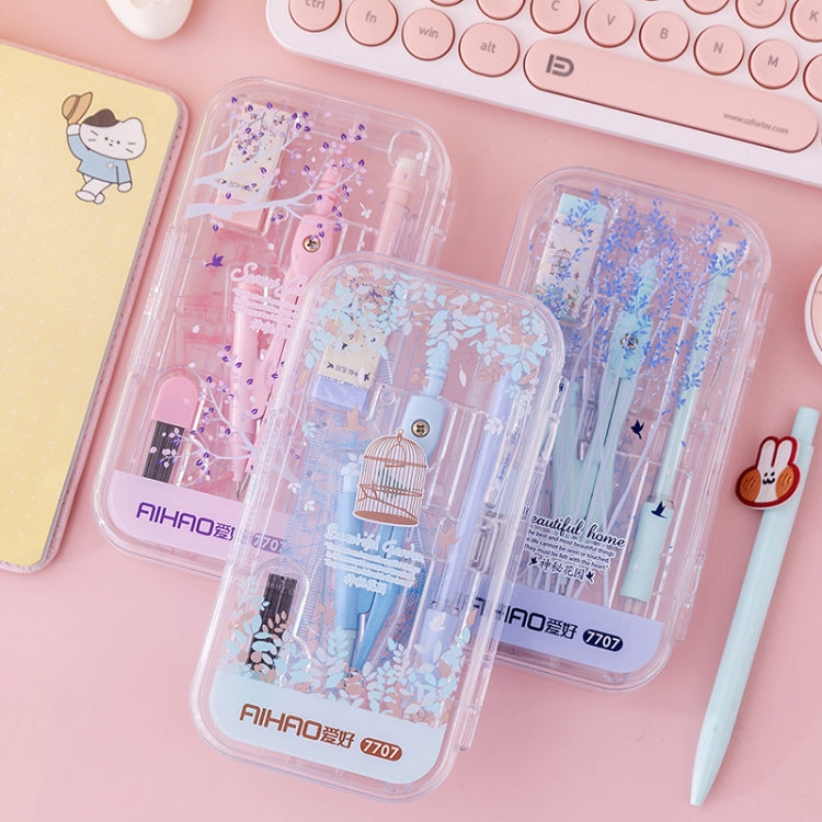AIHAO Compass/Mechanical Pencil/Eraser/Pen Core/Ruler/Protractor Stationery Set Random Colour Delivery, 7707