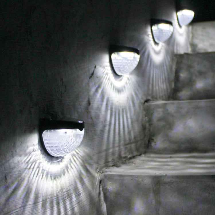 2 PCS LED Solar Wall Light Outdoor Semicircular Fence Garden Lawn Light