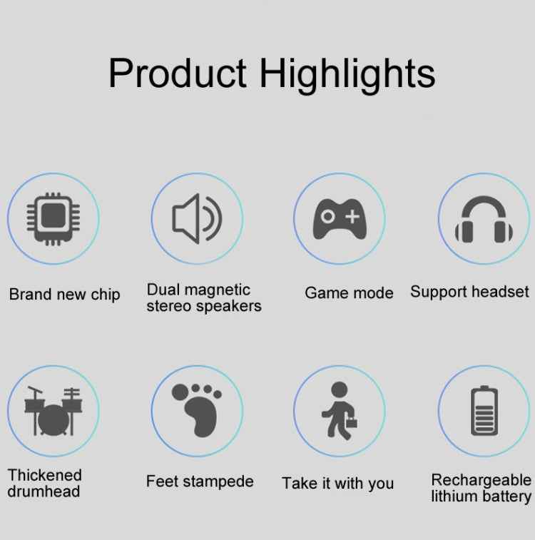 Hand-Rolled Drum Set Color Electronic Drum Lithium Battery Rechargeable Silicone Drum Set