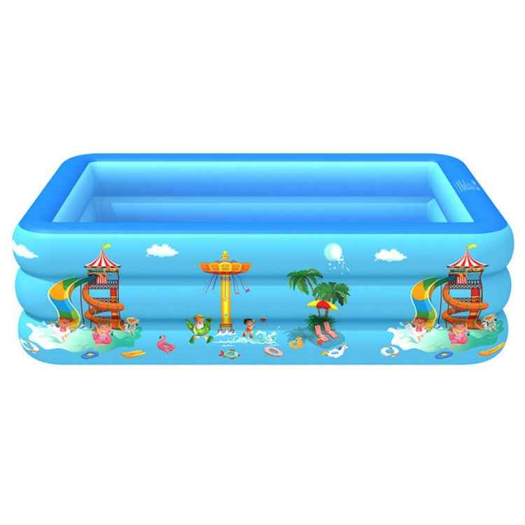 Household Indoor and Outdoor Amusement Park Pattern Children Square Inflatable Swimming Pool, 130 x 85 x 50cm, 150 x 110 x 50cm, 180 x 130 x 55cm, 210 x 135 x 55cm
