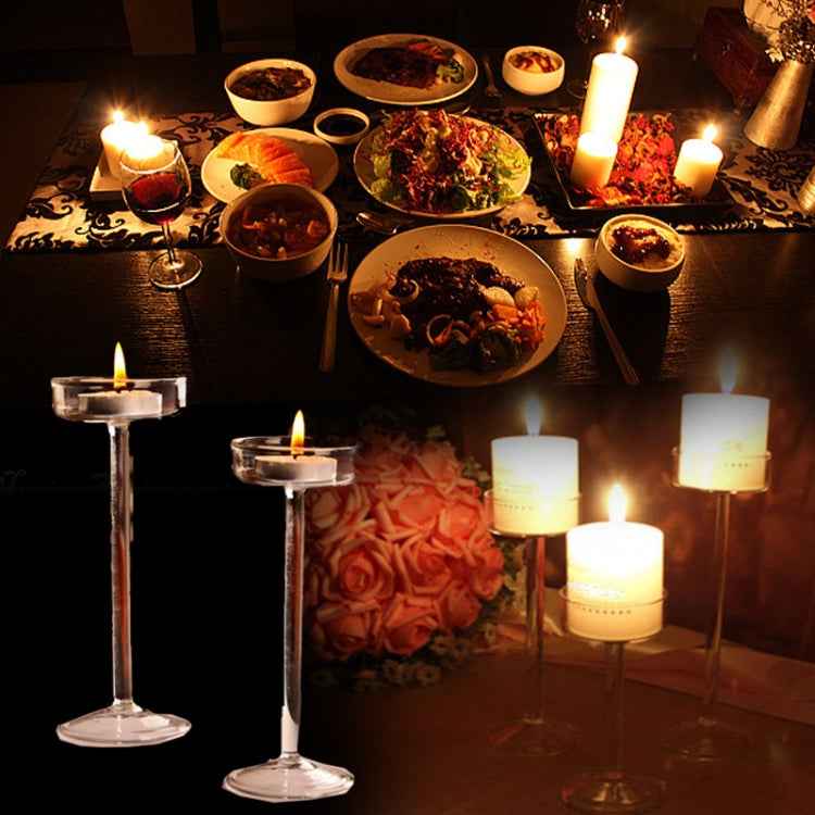 Glass Candlestick Luxury High Candlestick Romantic Dinner Decoration, 11.5cm, 16cm, 18.5cm