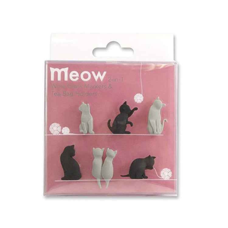 6pcs / Set Cat Drinks Wine Glass Marker Recognizer Tea Bag Hanging