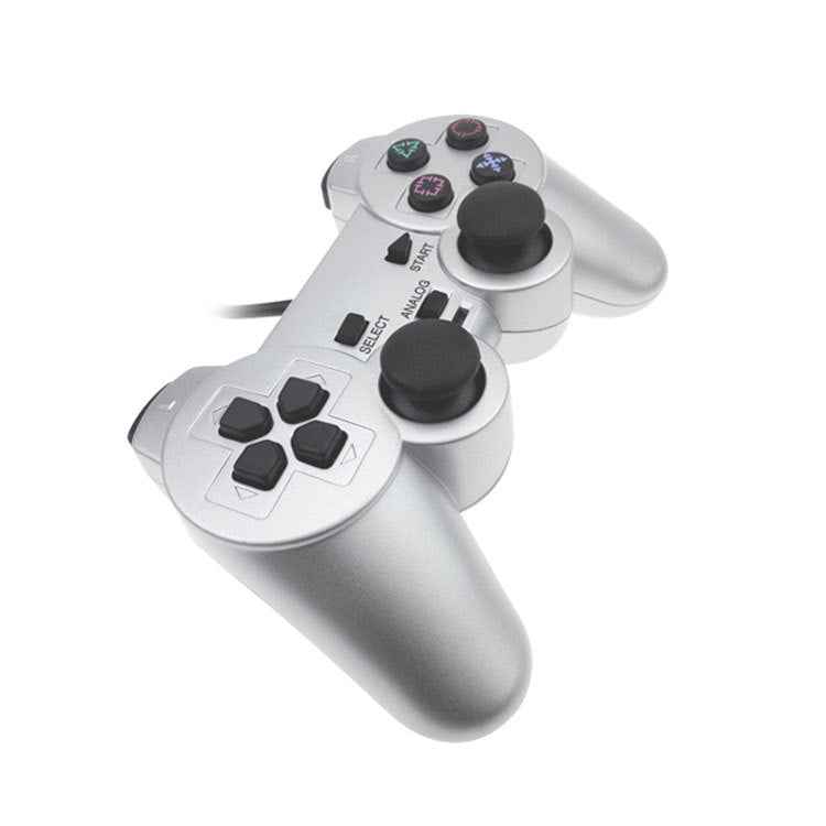 Wired Gamepad Dual Motor Vibration Silver Fuel Injection Gamepad Suitable For PS2