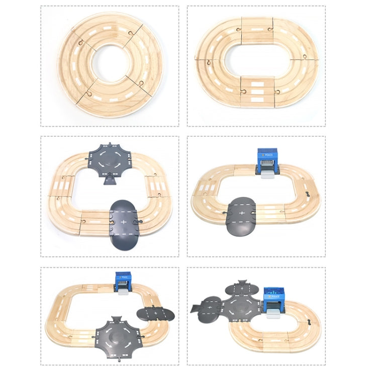 Multifunctional Wooden Police Station Road Track Set Baby Assembling Building Blocks Educational Early Education Toys, Police Station Road Track Set