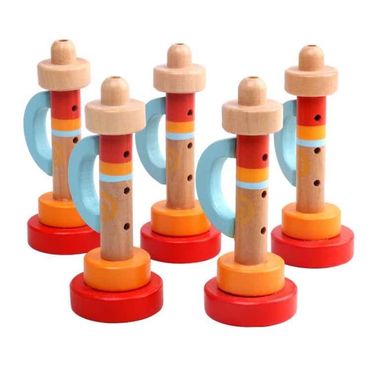 2 PCS Children Educational Early Education Wooden Horn Whistle Music Toy