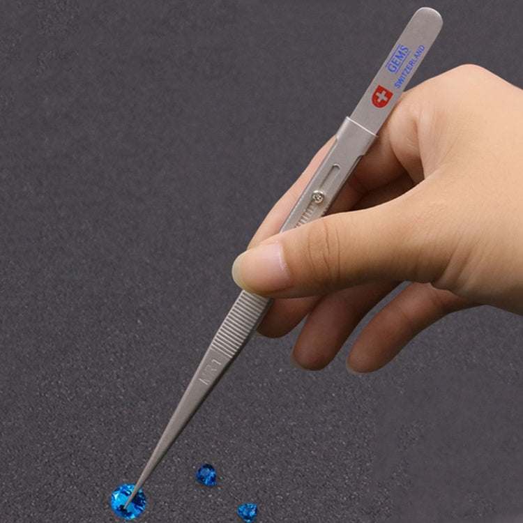 Non-Slip Diamond Tweezers Jewelry Tweezers Elastic Stainless Steel Gem Diamond Clips Durable Tools, With Slot and Lock