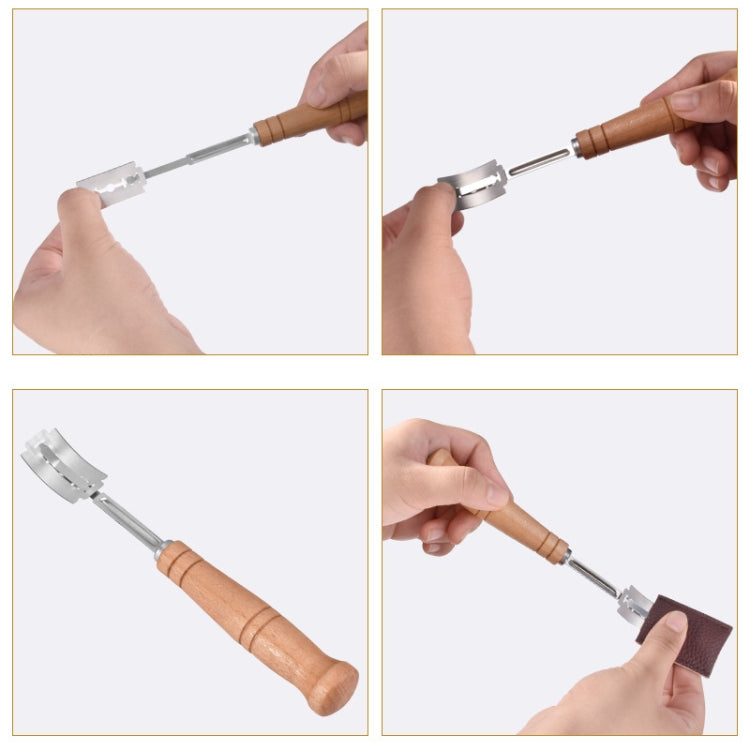 Bread Trimming French Stick Cutting Knife Dough Bisector Curved Stainless Steel Dough Cutter With Wooden Handle, Dough Cutter