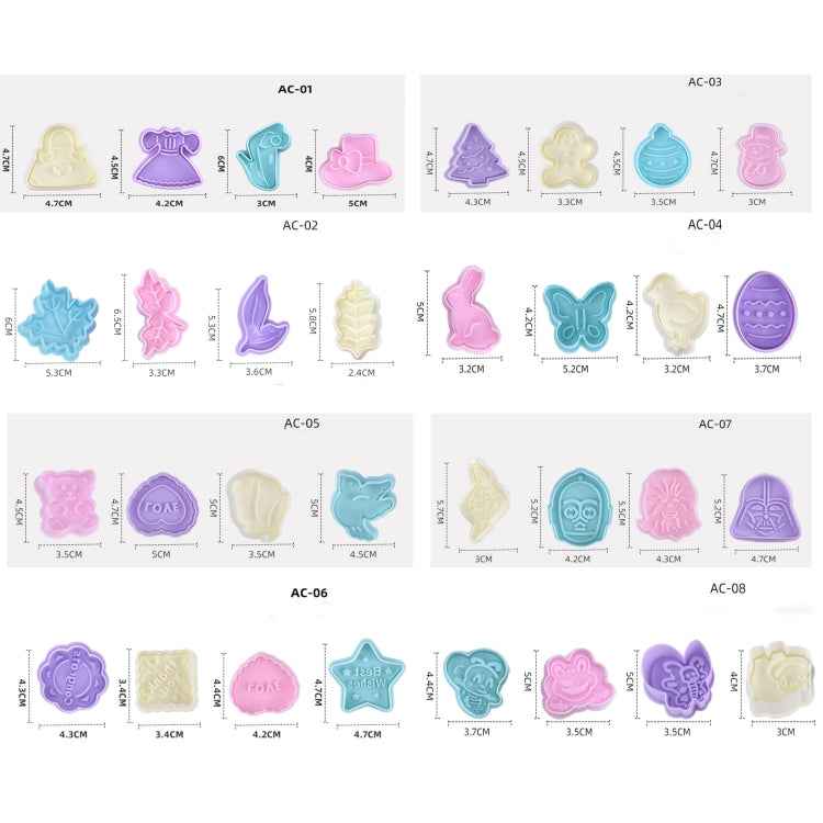 4 in 1 Three-Dimensional Fondant Biscuit Embossing Mold Push-Type Cake Mold Random Style Delivery