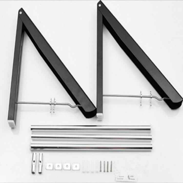Multifunctional Space Aluminum Invisible Drying Rack, Black, Double Black + 80cm Crossbar, Double Black + 120cm Crossbar
