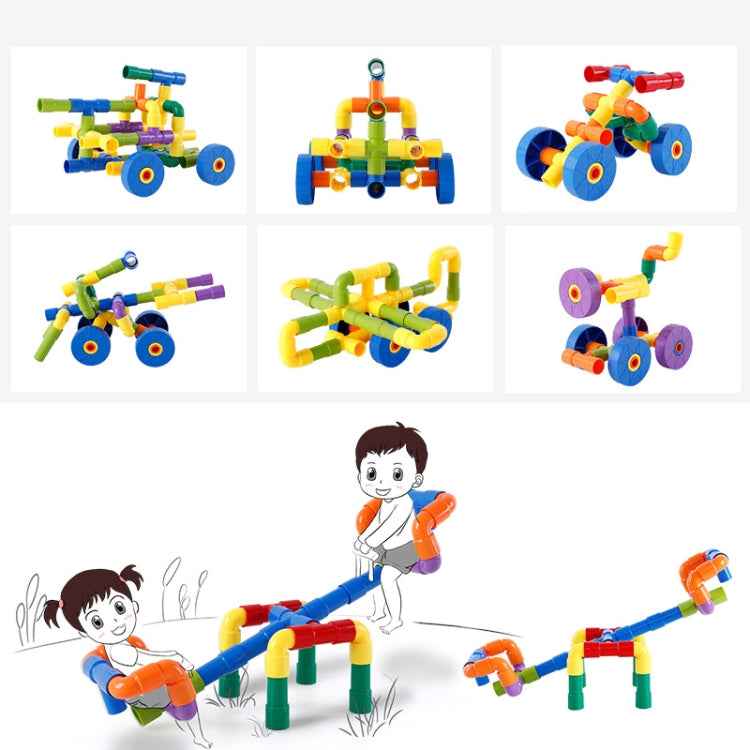 Children Educational Plastic Pipe Building Blocks Assembled Toy 72 PCS / Set
