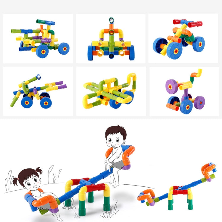 Children Educational Plastic Pipe Building Blocks Assembled Toy 72 PCS / Set, Plastic Pipe Building Blocks