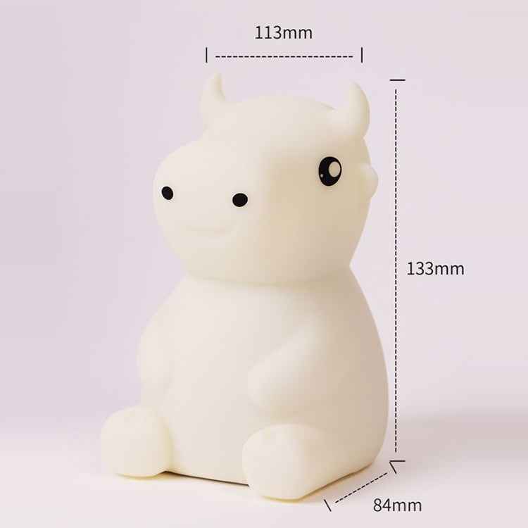 JX-YD-08 Silicone Calf Cow Night Light LED Colorful Dimming Pat Sleeping Bedside Lamp