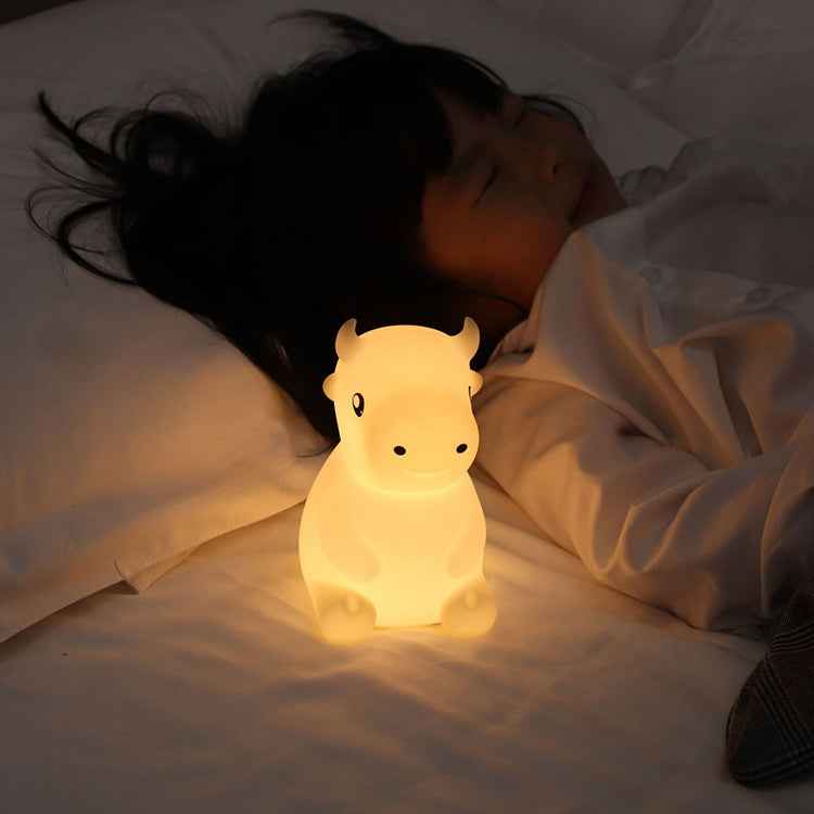 JX-YD-08 Silicone Calf Cow Night Light LED Colorful Dimming Pat Sleeping Bedside Lamp