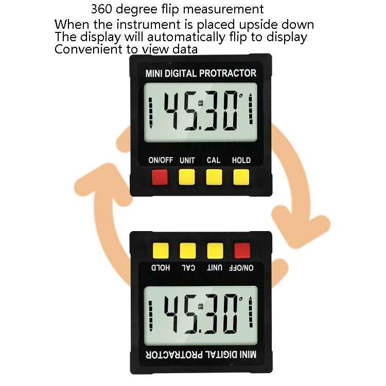 Electronic Digital Display Inclinometer Slope Level Protractor Four-Sided Magnetic Angle Ruler