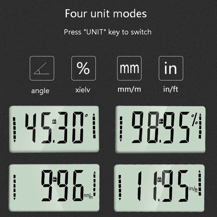 Electronic Digital Display Inclinometer Slope Level Protractor Four-Sided Magnetic Angle Ruler
