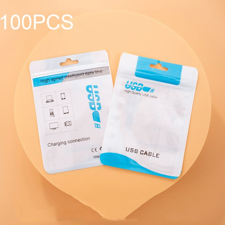100 PCS Data Cable Packaging Bag Plastic Sealing Bag, 10.5x15cm, 8x14cm