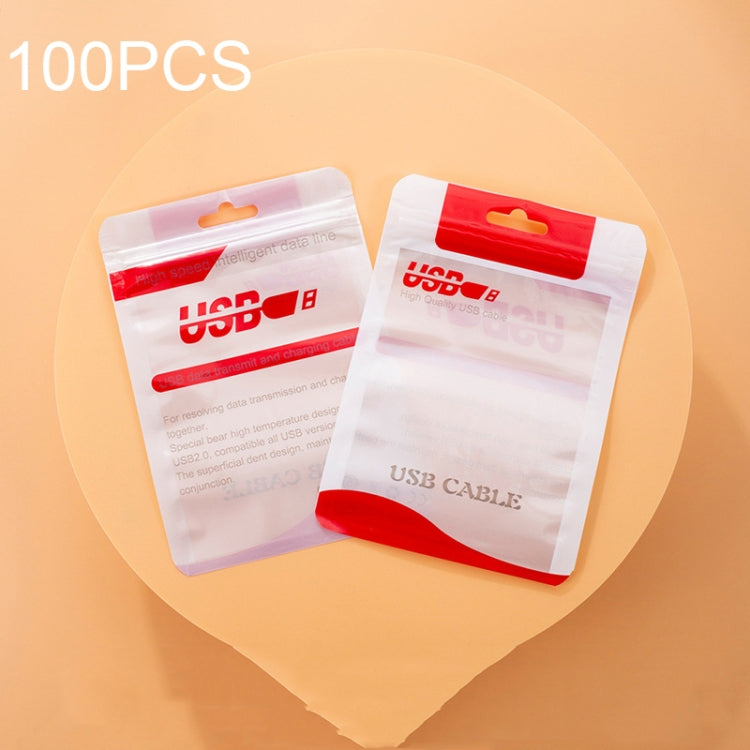 100 PCS Data Cable Packaging Bag Plastic Sealing Bag, 10.5x15cm, 8x14cm
