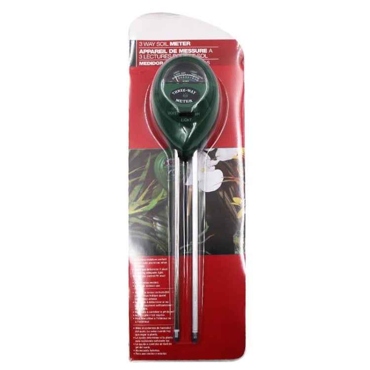 3 In 1 Soil Detector PH Value Light Intensity Test Pen Round Head Soil Dry Moisture Meter