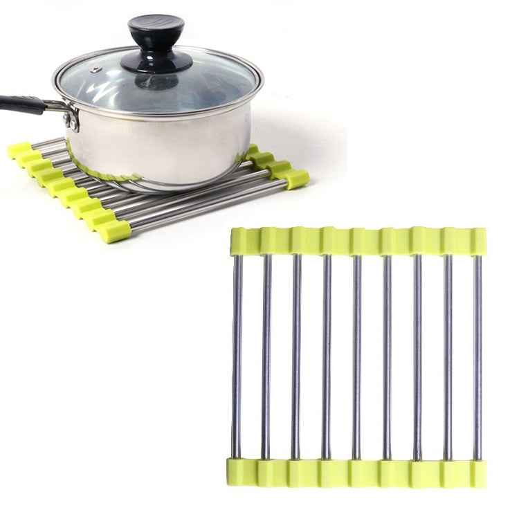 MS-202 Home Kitchen Stainless Steel Non-Slip Anti-Scalding Placemat Folding Heat Insulation Pot Mat, Color Random Delivery