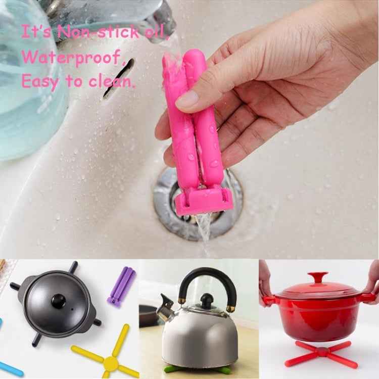 Kitchen Cross-Shaped Folding Placemat Thickened Silicone Insulation Pad Pot Mat Coaster, Random Color Delivery