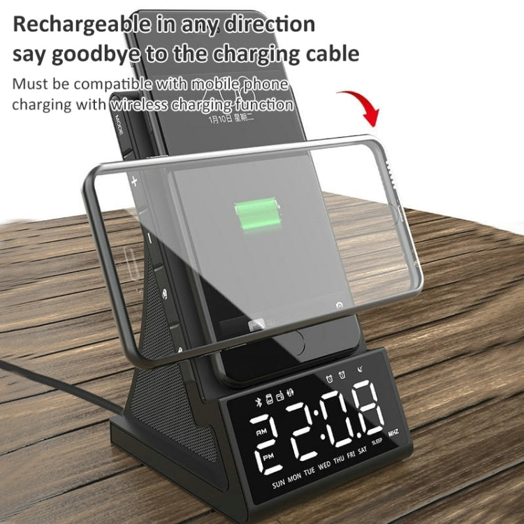 X7 Multifunctional Wireless Charging Bluetooth Speaker with Alarm Clock & Radio & Remote Control, US Plug, UK Plug, EU Plug