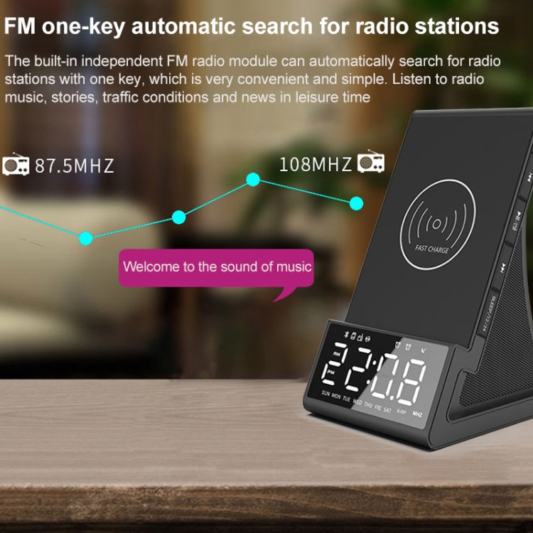 X7 Multifunctional Wireless Charging Bluetooth Speaker with Alarm Clock & Radio & Remote Control, US Plug, UK Plug, EU Plug