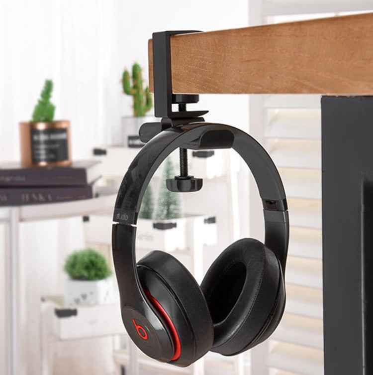 Universal Metal Headphone Double Bracket Headphone Hanger Desktop Lock Clip Headphone Display Shelf