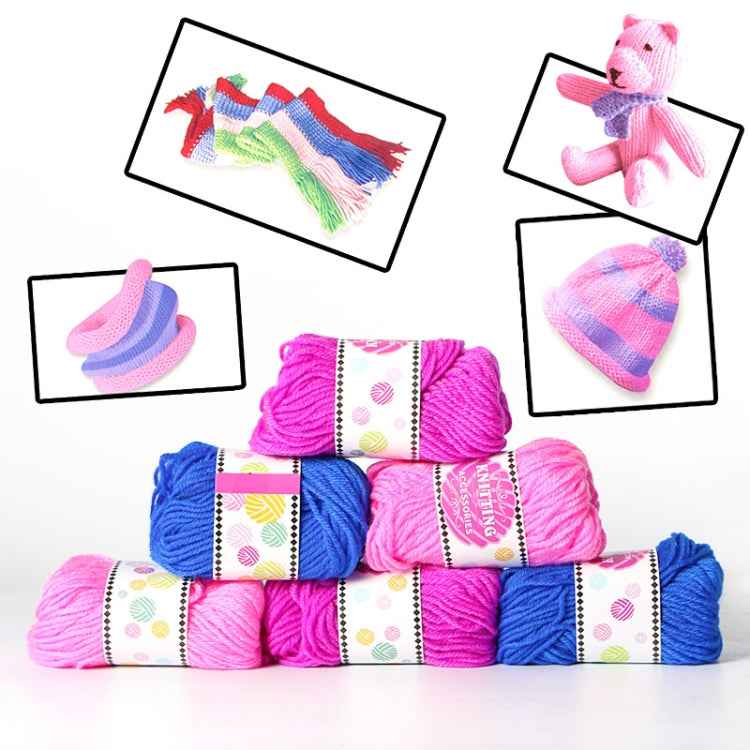 DIY Girl Knitting Scarf Hat Woolen Thread, Random Color Deilvery