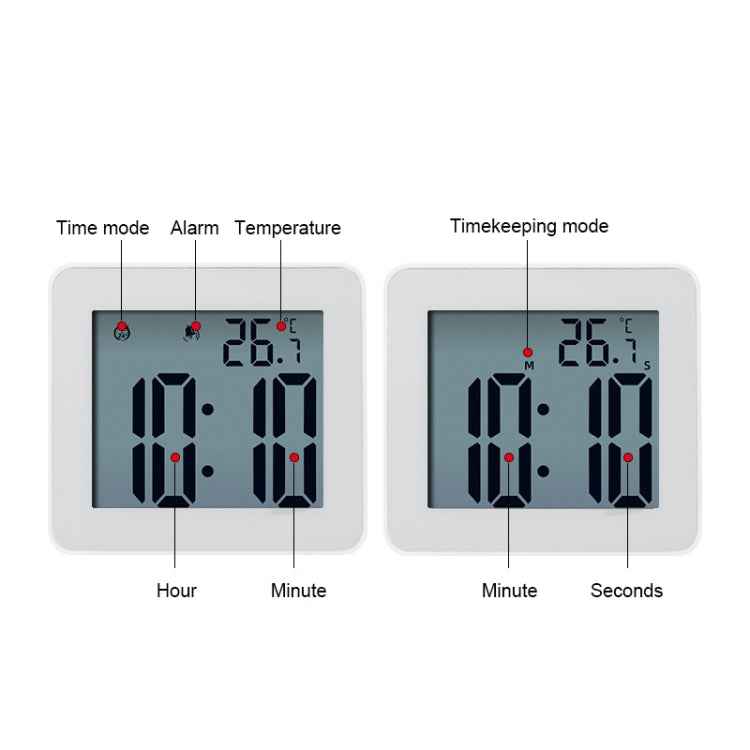 Waterproof Wall Clock LCD Bathroom Clock Kitchen Electronic Alarm Clock