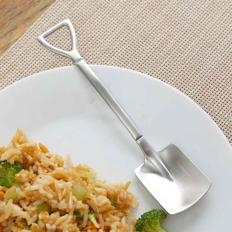 410 Stainless Steel Shovel Spoon Retro Cute Square Head Spoon