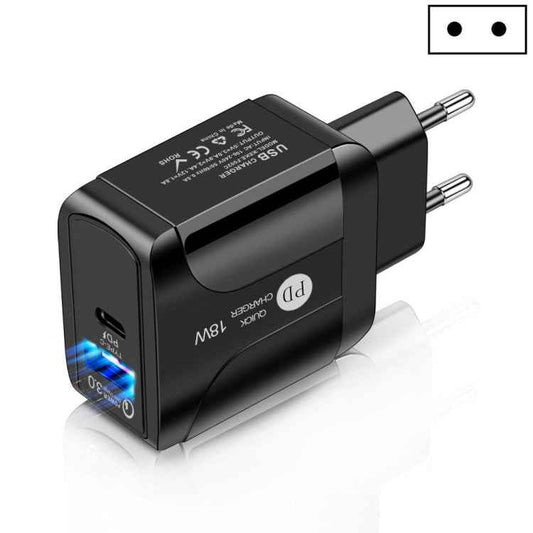 18W PD + QC 3.0 Fast Charge Travel Charger Power Adapter With LED Indication Function