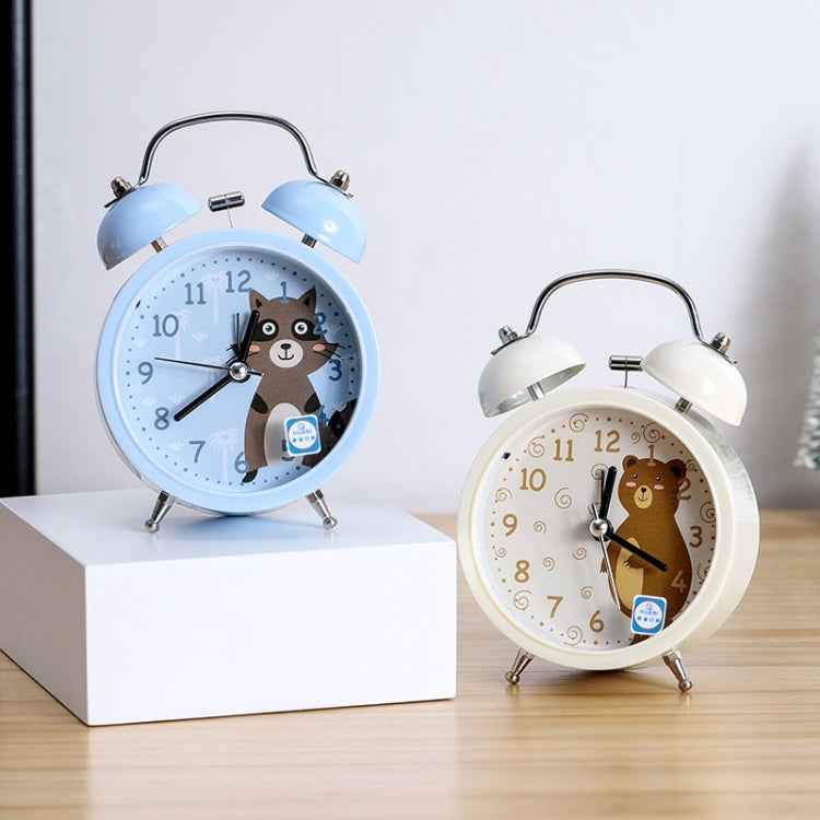 Cartoon Alarm Clock Ringing At The Bedside Of Students Metal Alarm Clock With Night Light, Color Random Deilvery
