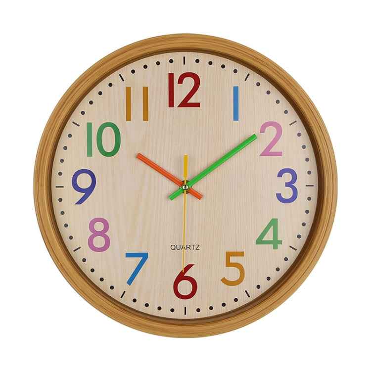 12 Inch Living Room Creative Color Wood Grain Wall Clock Quartz Clock Classroom Children Personality Wall Clock