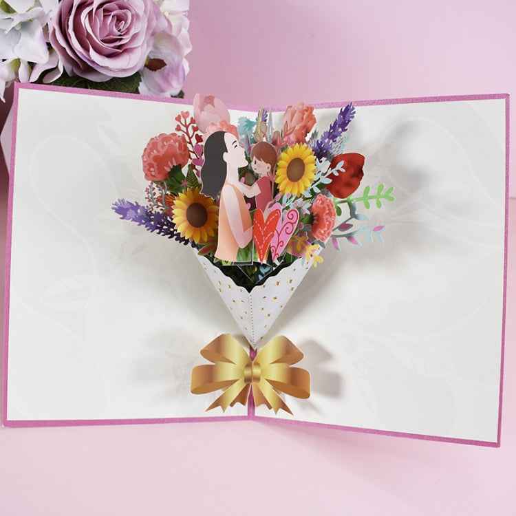 Mother Day Bouquet Greeting Card 3D Stereo Blessing And Thanksgiving Card