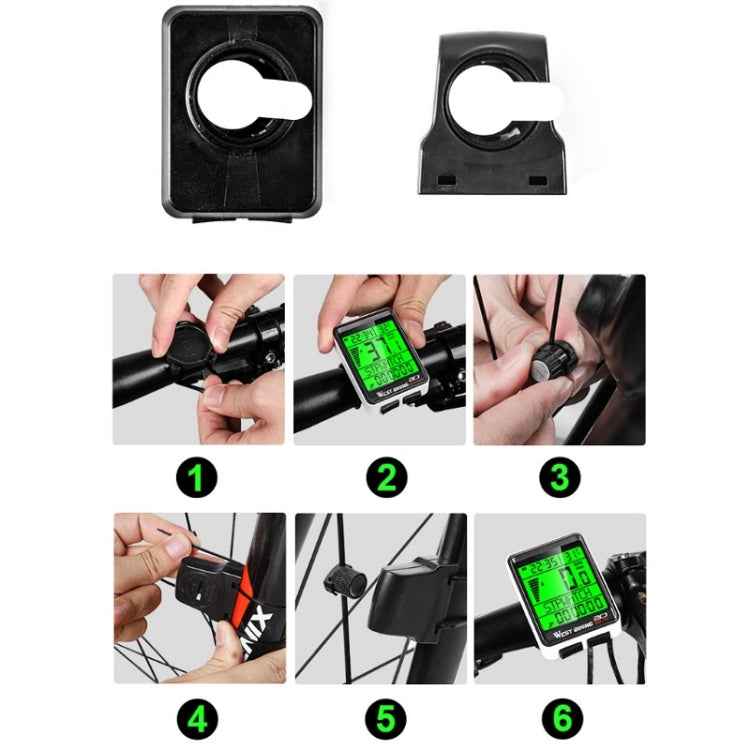 WEST BIKING Mountain Bike Wireless Code Meter Large-Screen Multifunctional Waterproof Speedometer