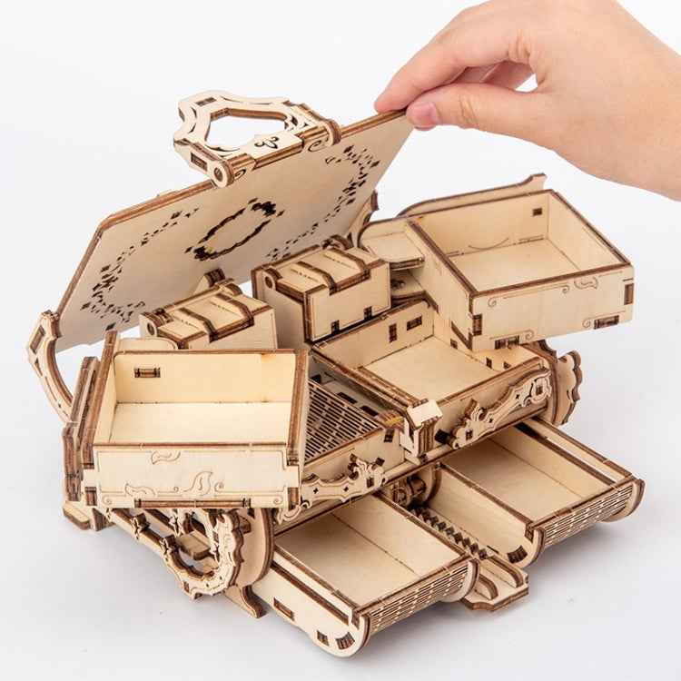 Wooden Machinery Antique Box DIY Gift Gear Rotating Model 3D Assembly Puzzle Educational Toy