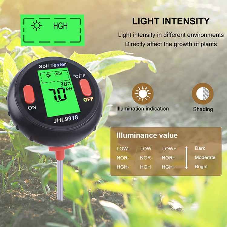 Five-In-One Soil Meter PH Humidity Temperature Photometry Detector PH Photometry Multifunctional Detector
