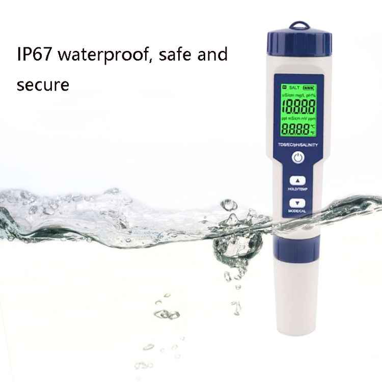 EZ-9909 PH/Salinity/Temperature/TDS/EC 5-in-1 Test Pen Multifunctional Water Quality Detector