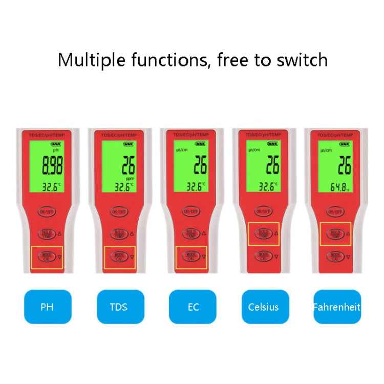 4-in-1 Portable PH/TDS/EC/TEMP Test Pen Multi-Function Water Quality Tester