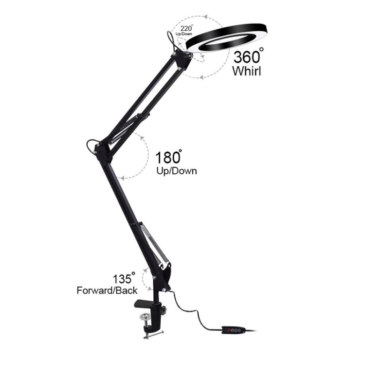 LED Eye Protection Reading Book Light USB Folding Clip Magnifying Glass Electronic Maintenance Light