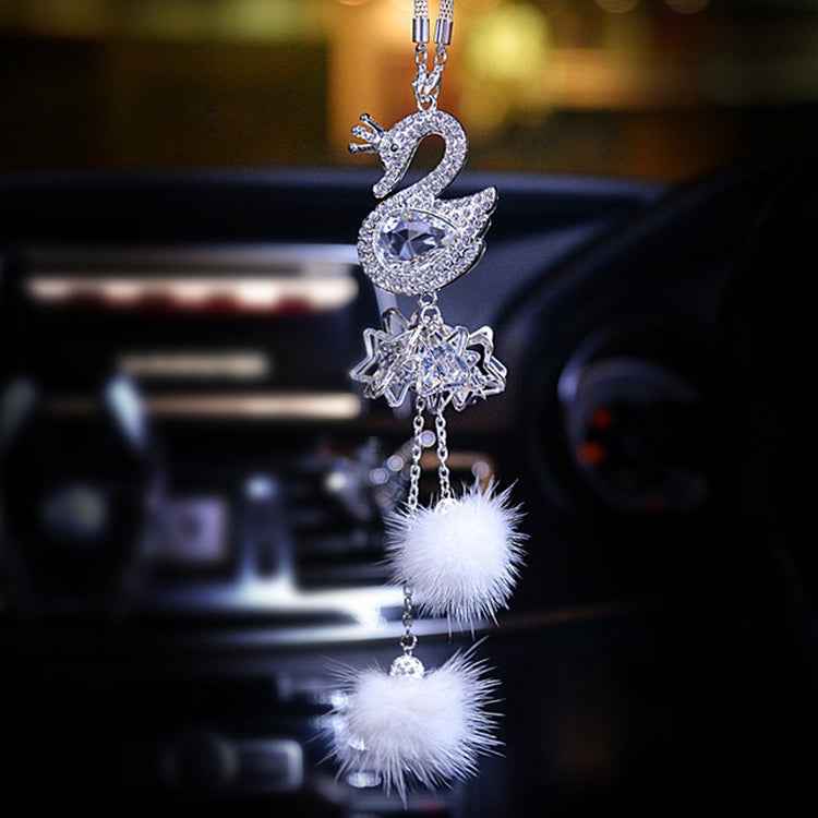 Car Pendant Crystal Swan Car Rearview Mirror Pendant