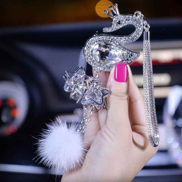 Car Pendant Crystal Swan Car Rearview Mirror Pendant