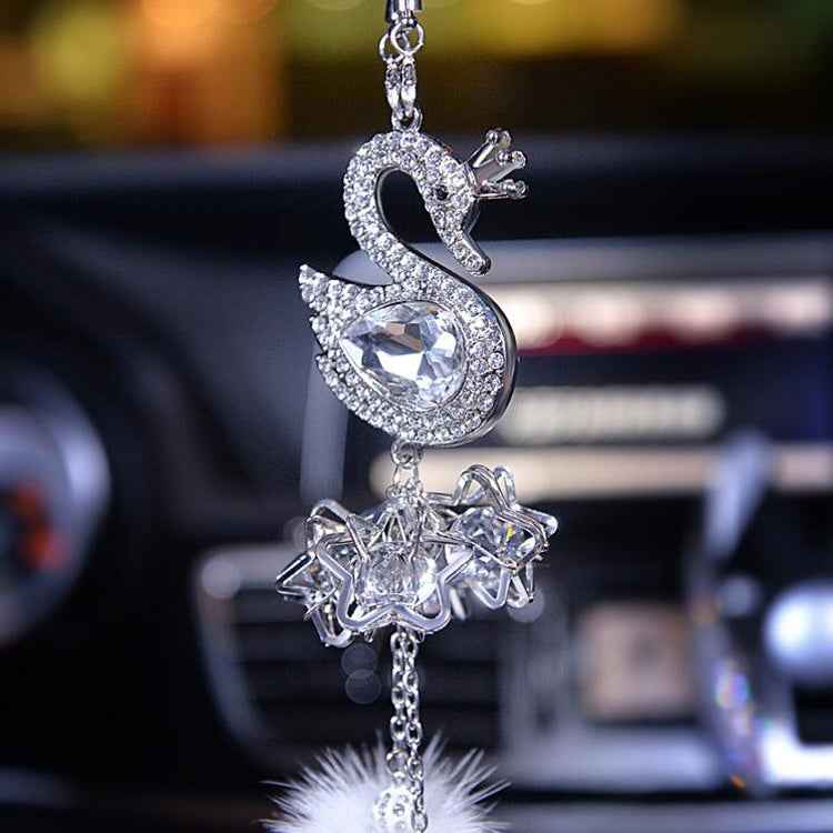 Car Pendant Crystal Swan Car Rearview Mirror Pendant