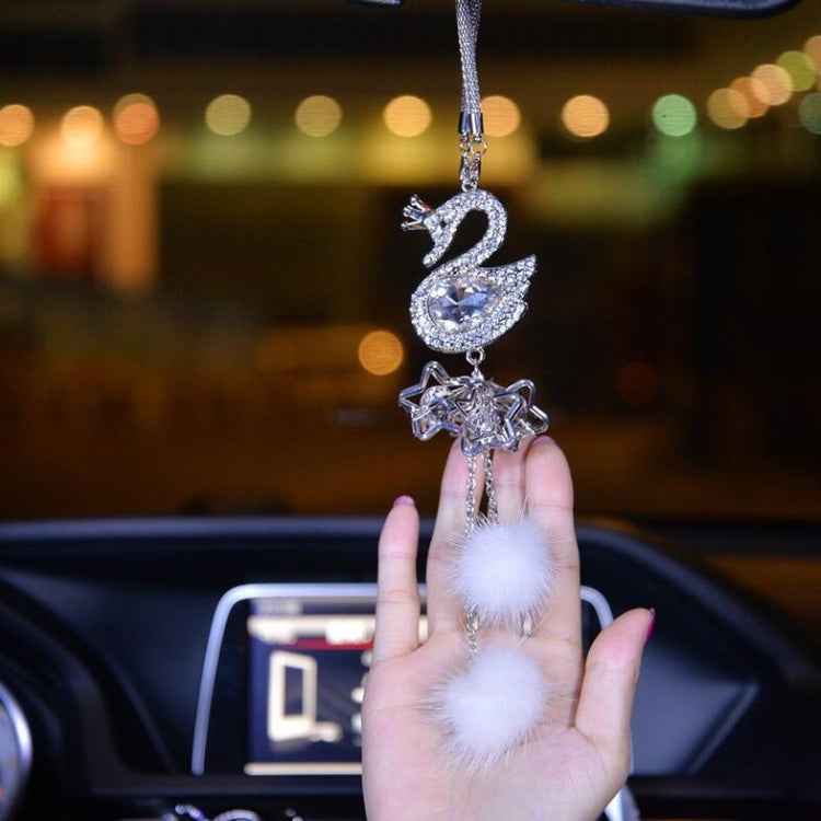 Car Pendant Crystal Swan Car Rearview Mirror Pendant