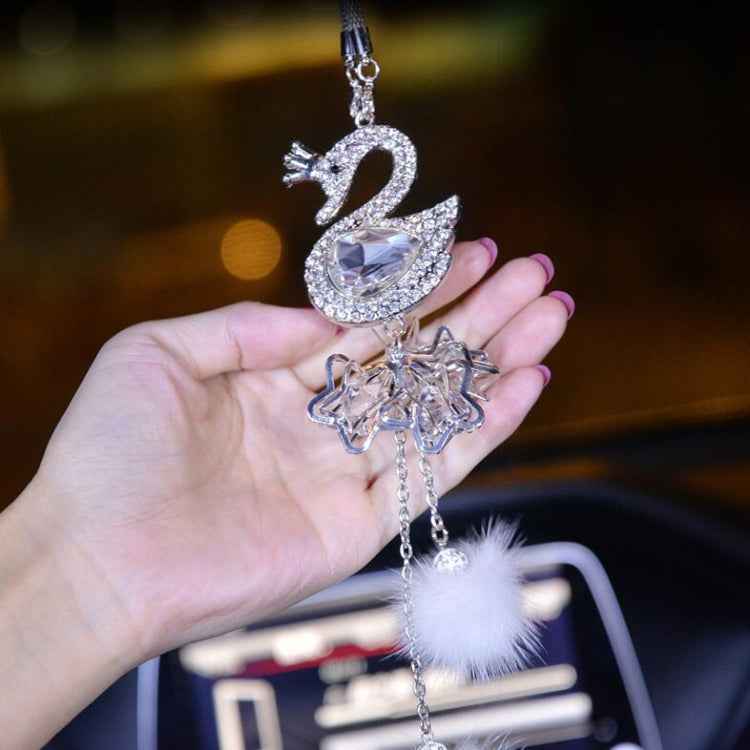 Car Pendant Crystal Swan Car Rearview Mirror Pendant