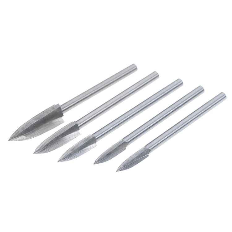 5 PCS / Set Woodworking White Steel Pointed Three-Blade Engraving Milling Cutter Electric Engraving Knife