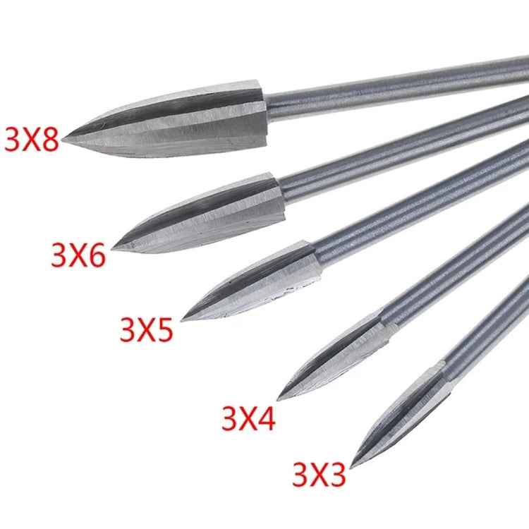 5 PCS / Set Woodworking White Steel Pointed Three-Blade Engraving Milling Cutter Electric Engraving Knife